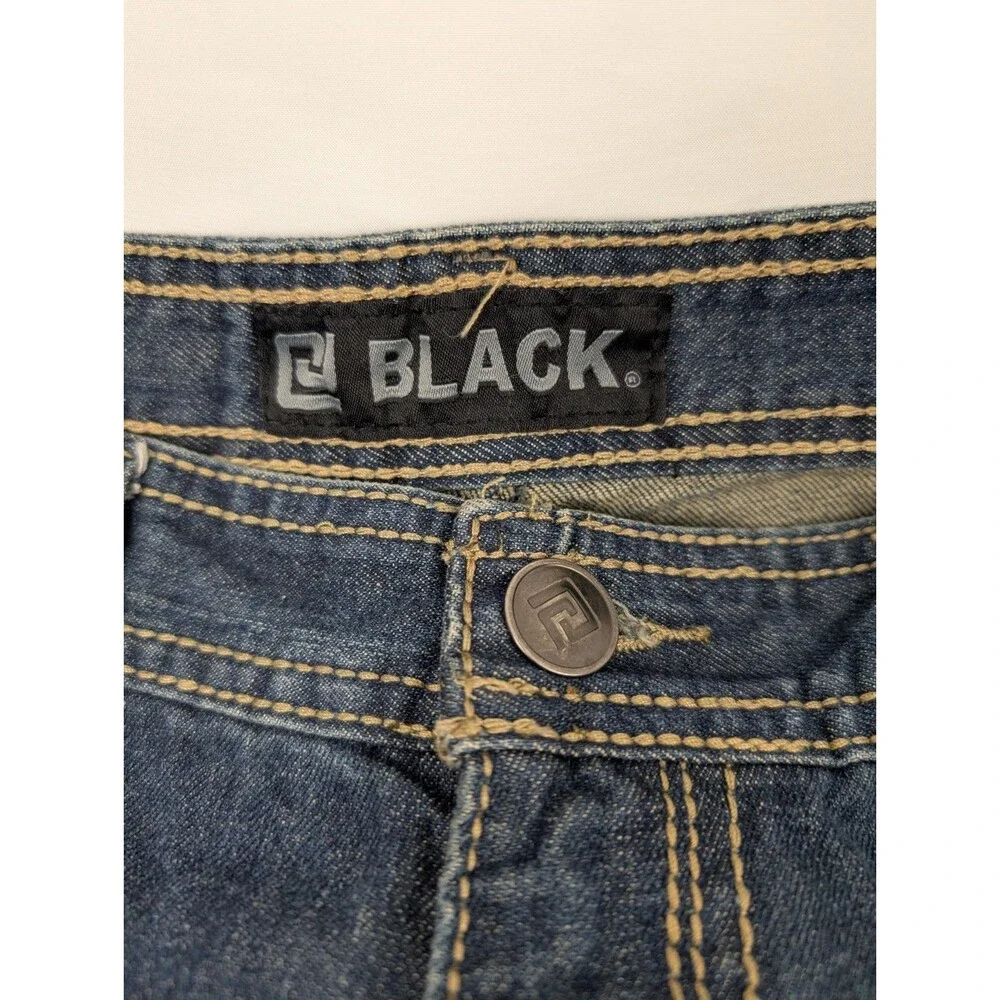 Men's 34x32 Buckle Black Jeans Bootcut Dark Wash Stretch Premium Denim Pants